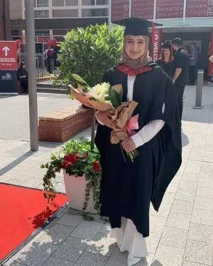 Ammarah Suba, Biomedical Science graduate at her graduation ceremony