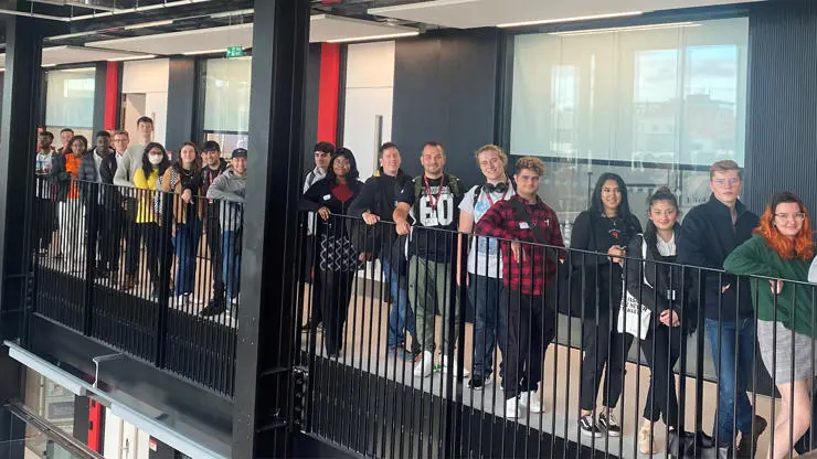 UCLan students outside the Engineering Innovation Centre. Photo by Amy Blyth.