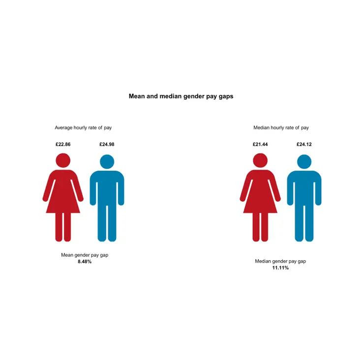 An infographic which details the mean and median gender pay gaps.