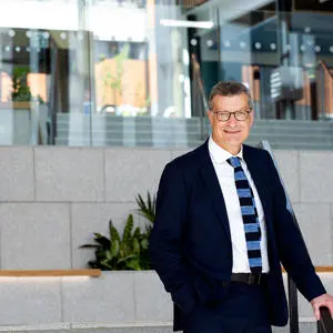 Graham Baldwin outside the new student centre