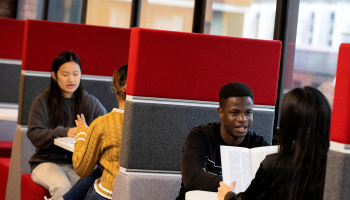 International students using the study spaces in our Worldwise Centre