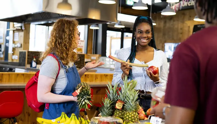 students in the market