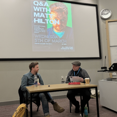 Matt Hilton, alumni and Continuing Drama Director for BBC, ITV and Channel 4 visits campus for an industry Q&A. Senior Lecturer Dr Peter Atkinson interviews Matt.