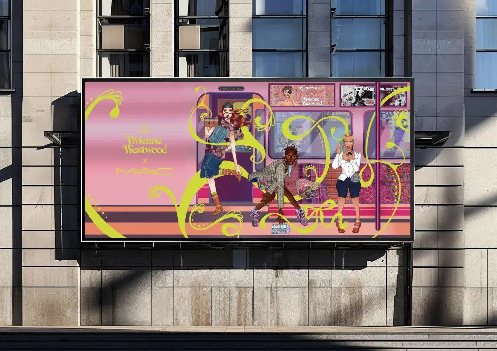 Illustration for a makeup collection on a billboard