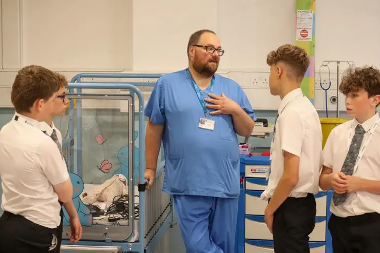 Childrens Nursing lecturer David Foster during  a session in a simulated children's ward.