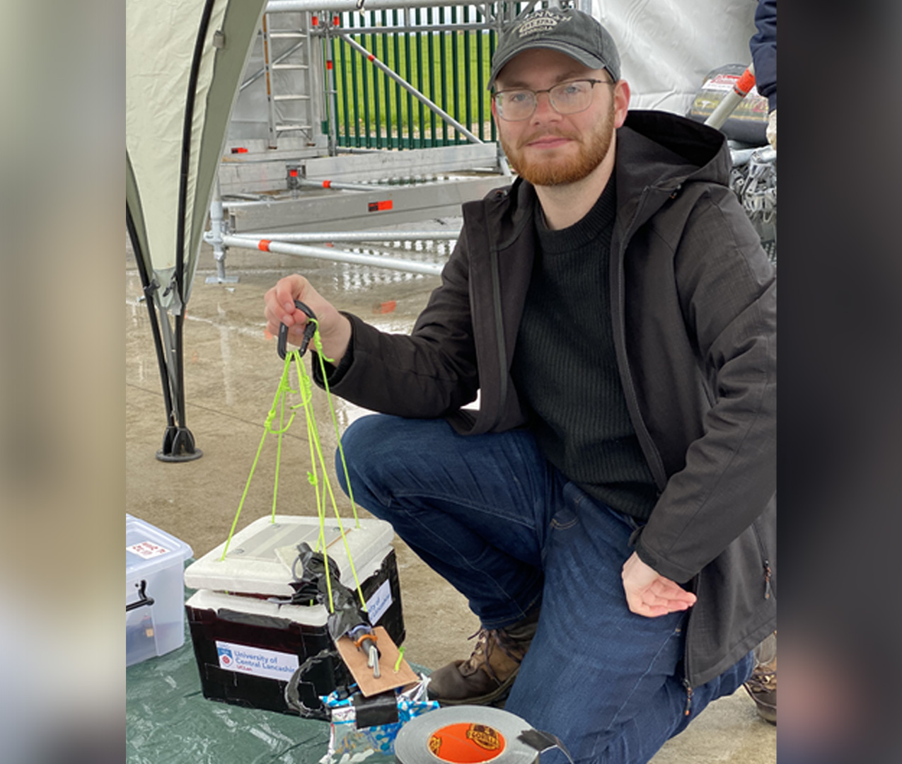 Physics student Jordan Wolken working on the high-altitude balloon project