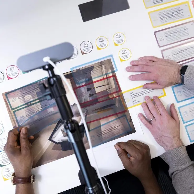 Students using low-fidelity tools to capture user feedback in innovative and bespoke techniques.