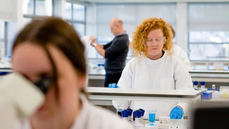 Bioveterinary sciences students working in a laboratory