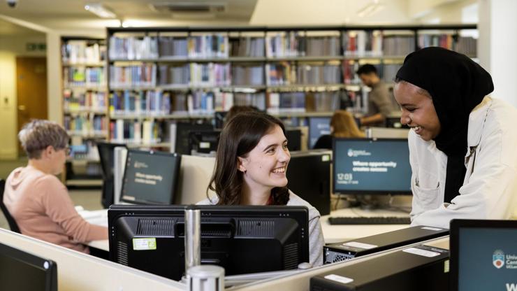Ample computers are available at the library.