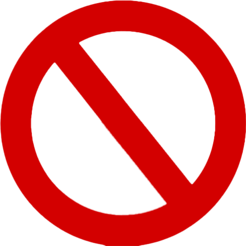 Red and white circles represent something you must not do.