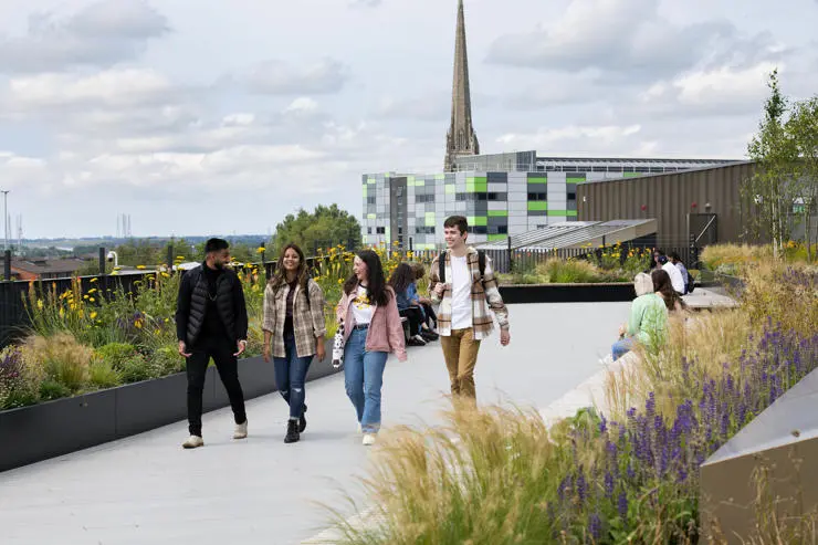 Student centre rooftop students