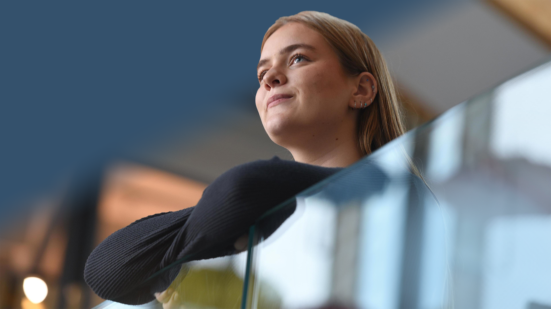 Student looking forwards