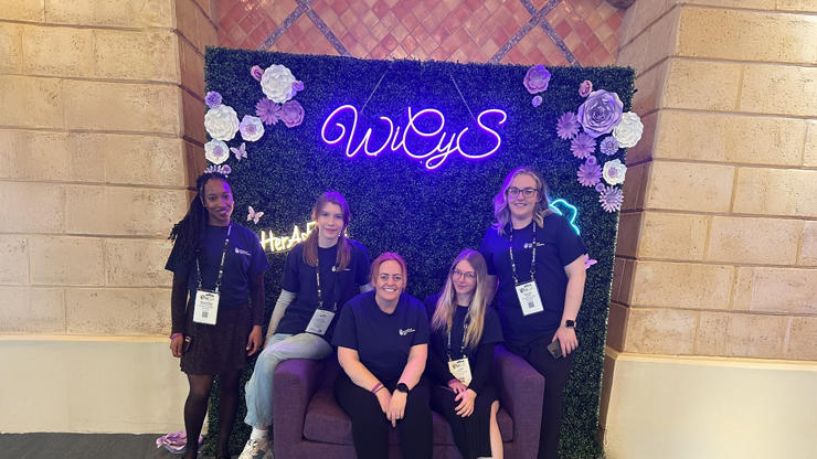 Paula, Abbi, Amber, Chelise and Hannah at the WiCyS Conference Dallas 2025.