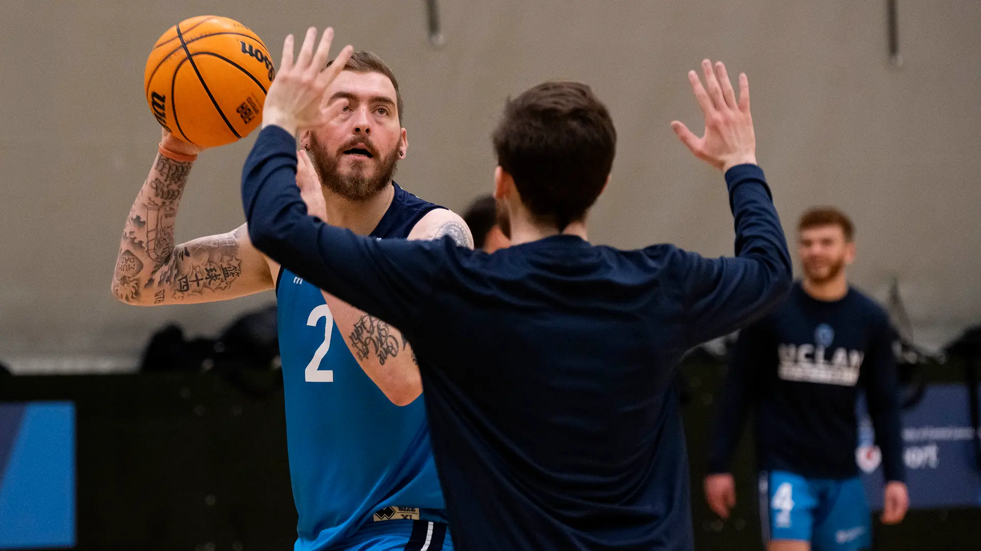 Students playing basketball