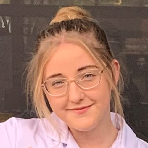 female student wearing glasses