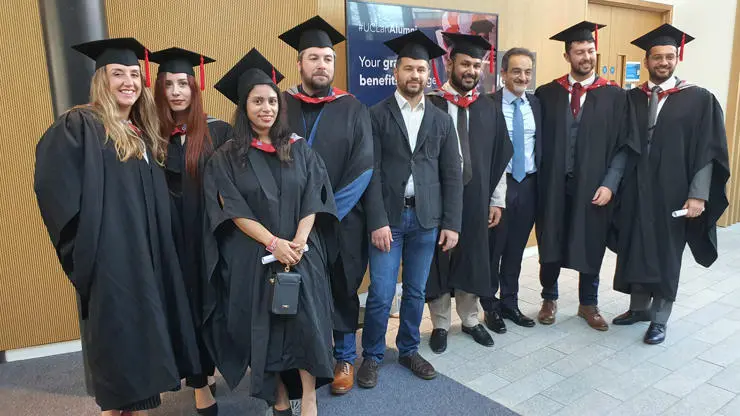 Our 2023 graduates alongside course leader Dr Fadi Barrak