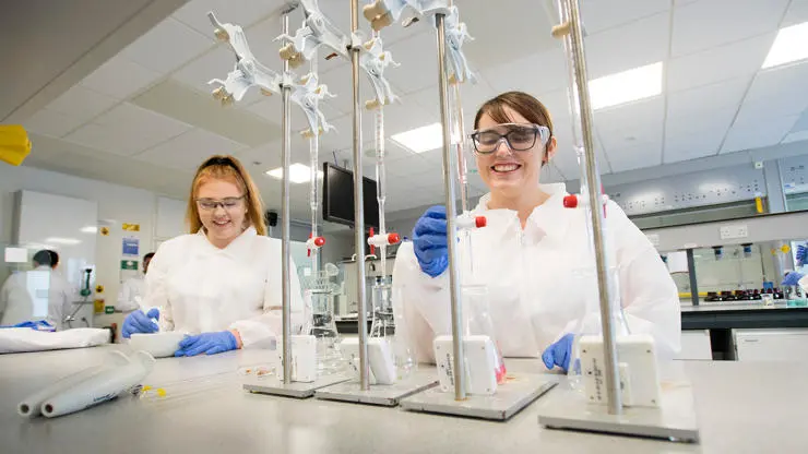 Pharmacology students working in laboratory facilities