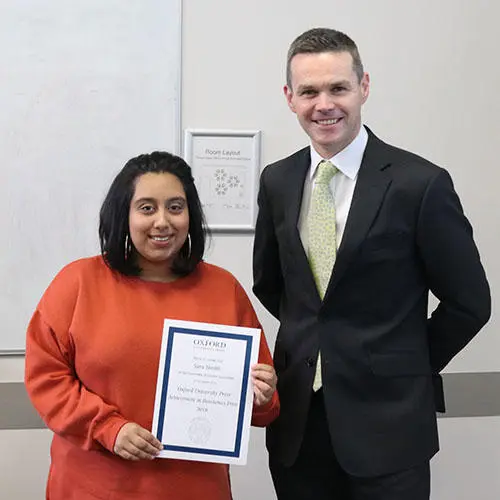 BSc (Hons) Biology student Sara Sheikh and Professor Michael Mulqueen.