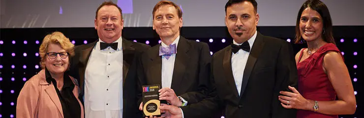 Sandi Toksvig; Paul Finnerty, Legal Director Recycling Lives; Professor Karl Williams, Director for the Centre for Waste and Resource Management; Ala Khodier, Innovations Engineer at Recycling Lives; and a representative from sponsor HSBC
