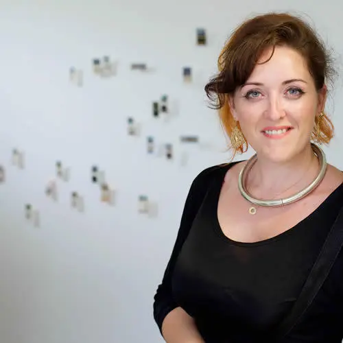 Lauren Carter-Bridges with her oil painted matchbooks which highlight one man’s trip across America.
