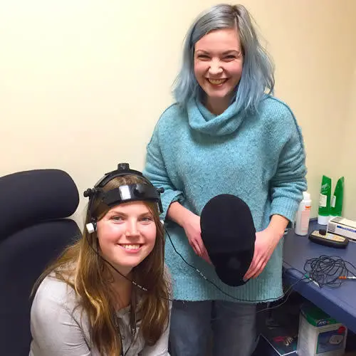 Students tested out the Brain Imaging Lab’s state-of-the-art equipment, which uses EEG scans to record brain activity.