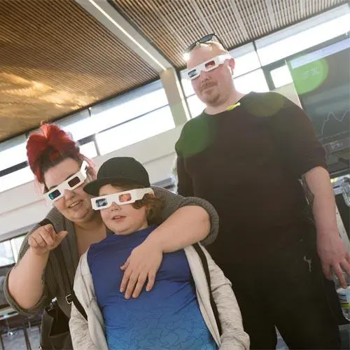 Lucas Pyne and his parents enjoying the 3D experience