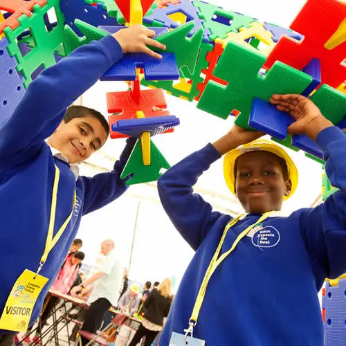 Ayaan and Ike, both from Eldon Primary School, who enjoyed building interesting shapes.