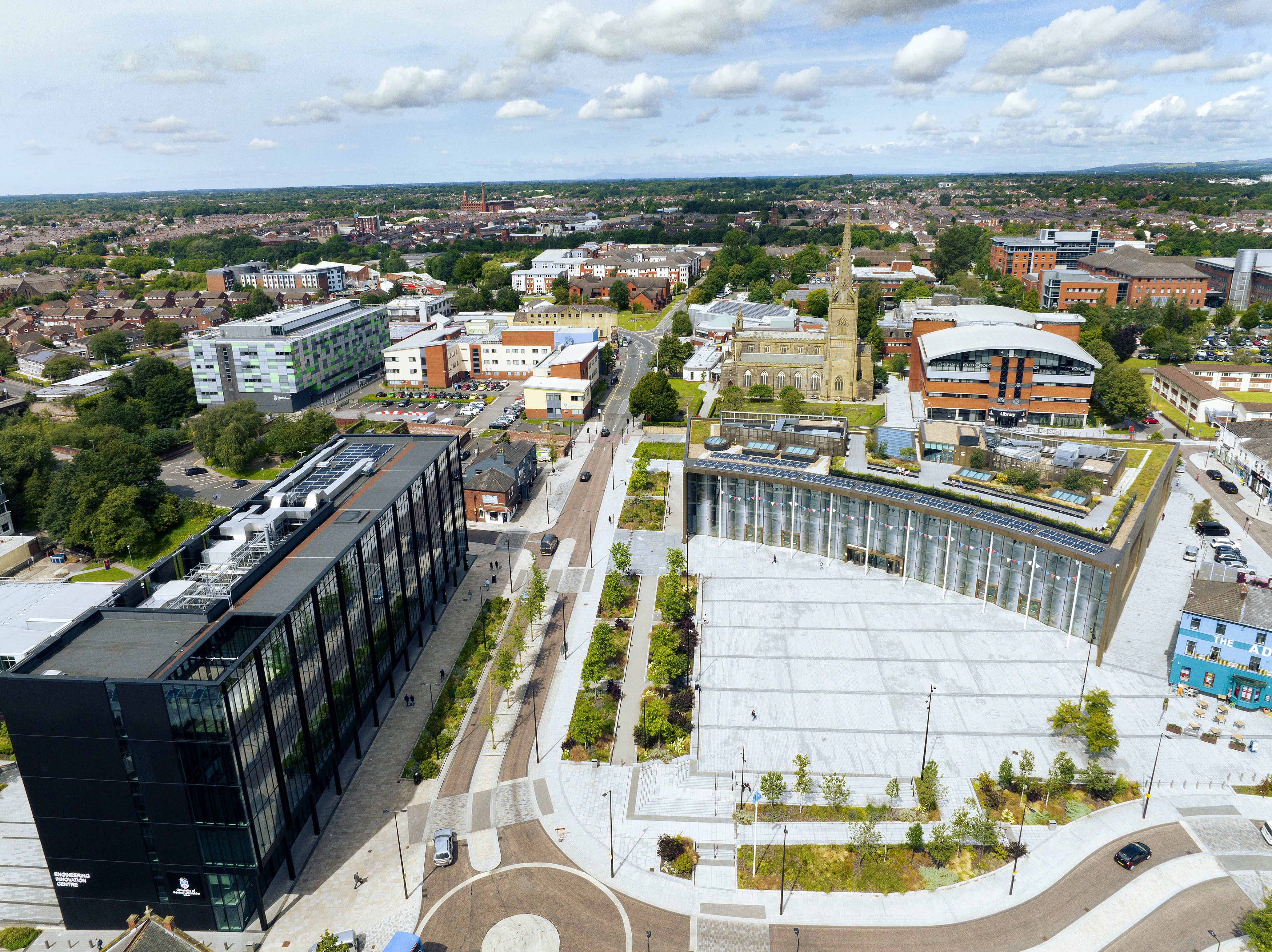 Aerial shot of campus