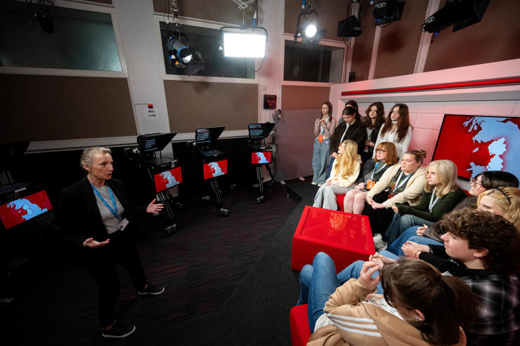 Blackpool 6th Form pupils see the TV news studio
