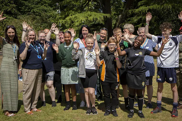 Local service children and representatives from organisations involved in the Creative Forces Health Careers event.