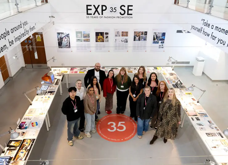 The final year students who have curated the exhibition with course leader Eve Astle.