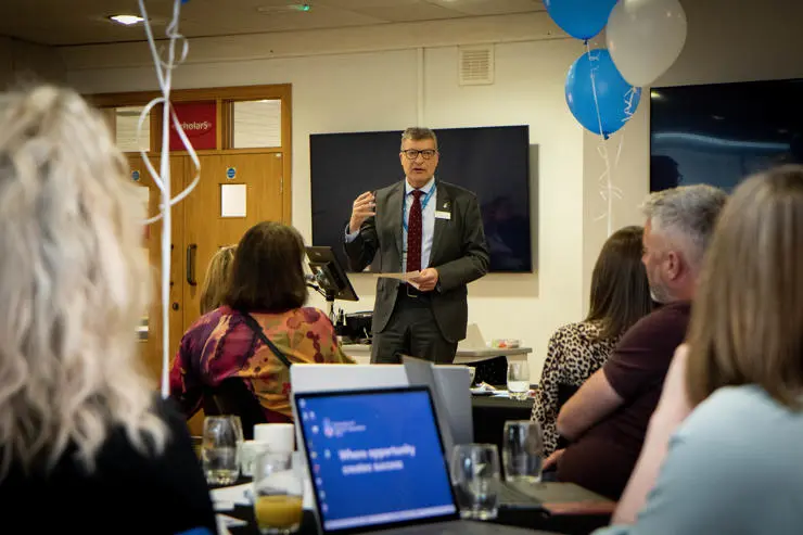 Professor Graham Baldwin speaks at the event.