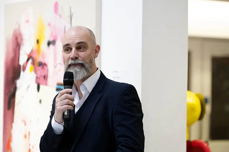 Renowned Lancashire abstract artist Iain H Williams officially opens the Being Human exhibition