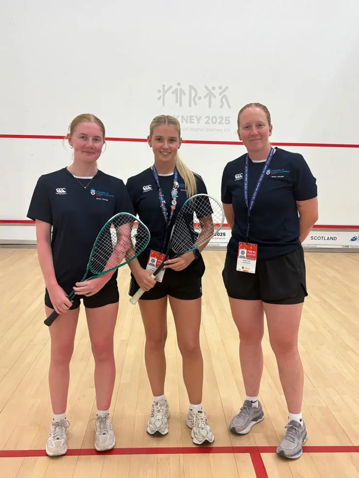 Students were able to try out a squash session at the games, including Ruby (left)