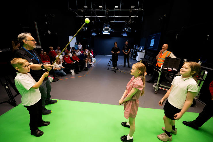LSF25 St Mary Magdalen's CE Primary Accington doing TV production on a green screen