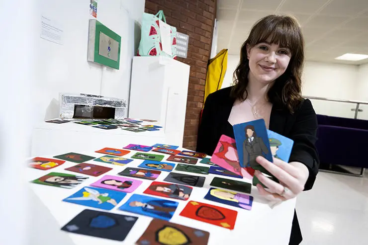 BSc (Hons) Coaching, Counselling and Psychological Interventions student Mia Lyons at the Being Human exhibition