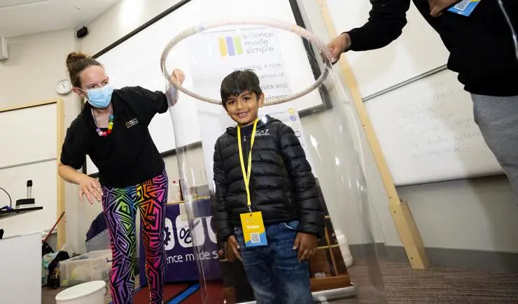 Four-year-old Muhammad Eesa, from Blackburn, being covered in a giant bubble