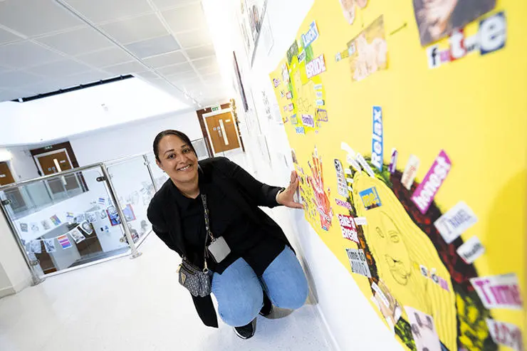 BSc (Hons) Coaching, Counselling and Psychological Interventions student Nadean Marshall at the Being Human exhibition