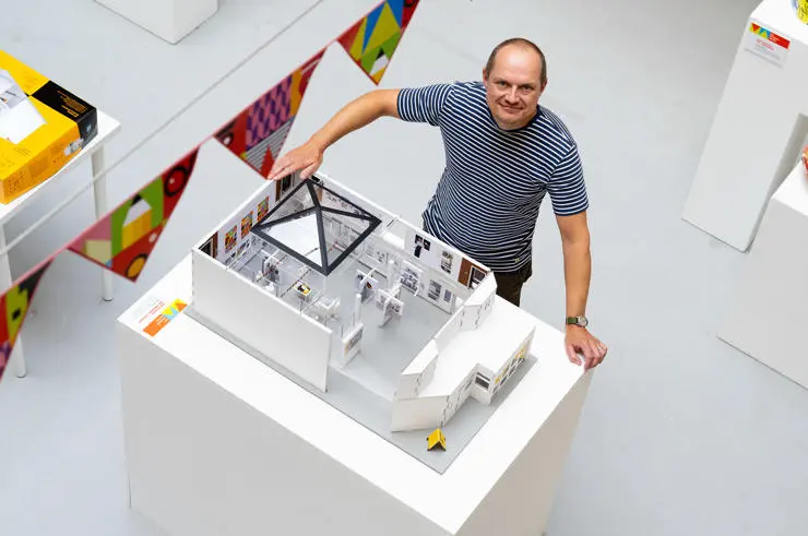 Ted Howell, a lecturer in Graphic Design's miniature model 1