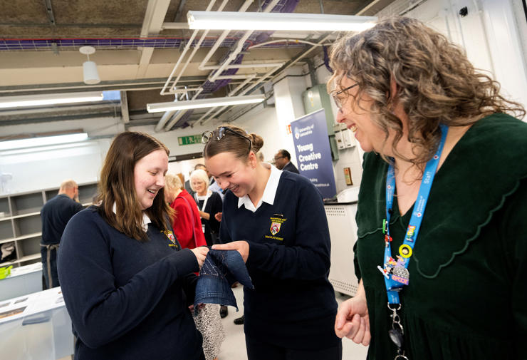 Helena McLintic (left) and Lily Taylor with Dr Jo Brown Programme Manager – Subject Specialist Outreach Centres