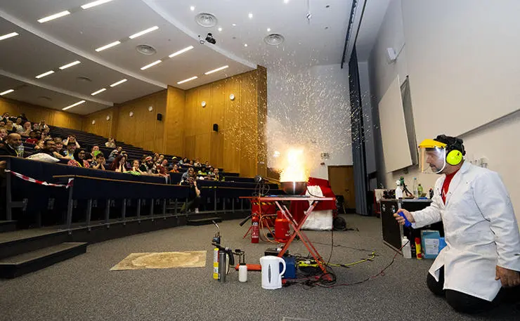 Rocket Man Peter causes a bowl of Rice Krispies to explode using gun powder 