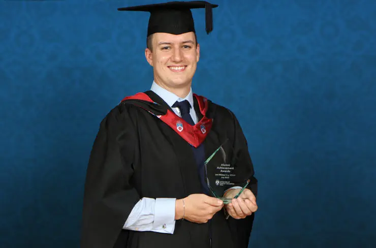 Jack Bishop with his University of Central Lancashire Alumni Achievement Award