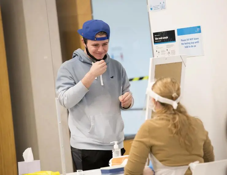 Andrew Goldsmith with his swab test