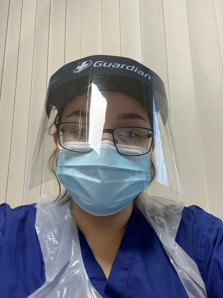 Final year nursing student Charlotte Campbell in her PPE.