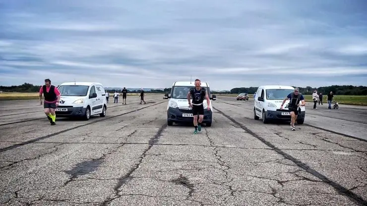 Dan Callaghan, John and James during their world record attempt