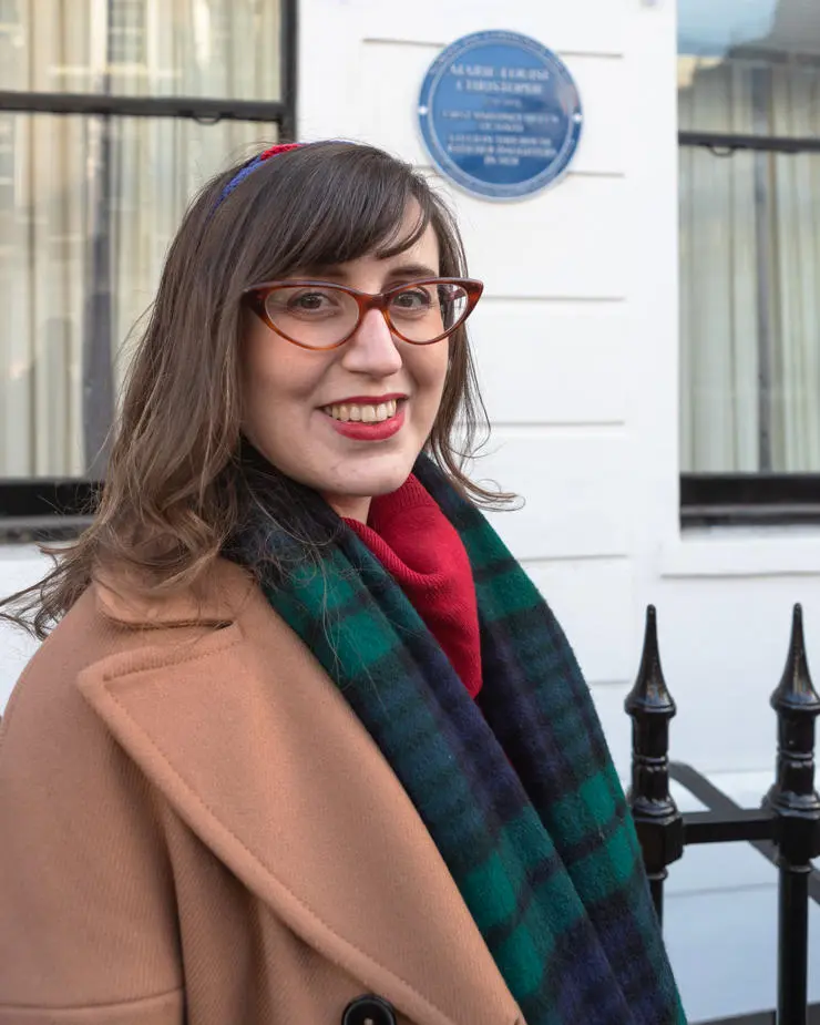 UCLan's Dr Nicole Willson stood by the new unveiled blue plaque