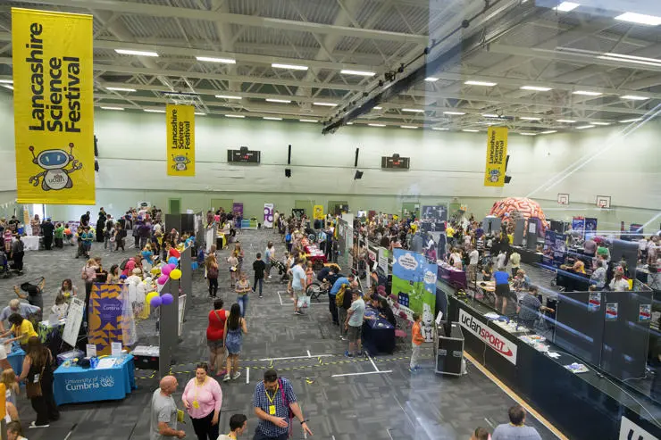 People enjoying the exhibits inside the Sir Tom Finney Sports Centre