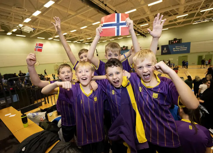 St Anthony's Catholic Primary School pupils cheering