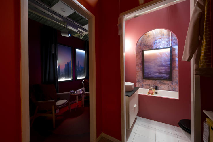 A sneak peek into the bathroom and office space