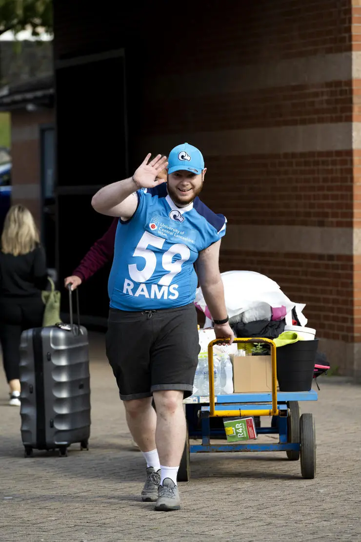 One of the American football team helping with Welcome Sunday